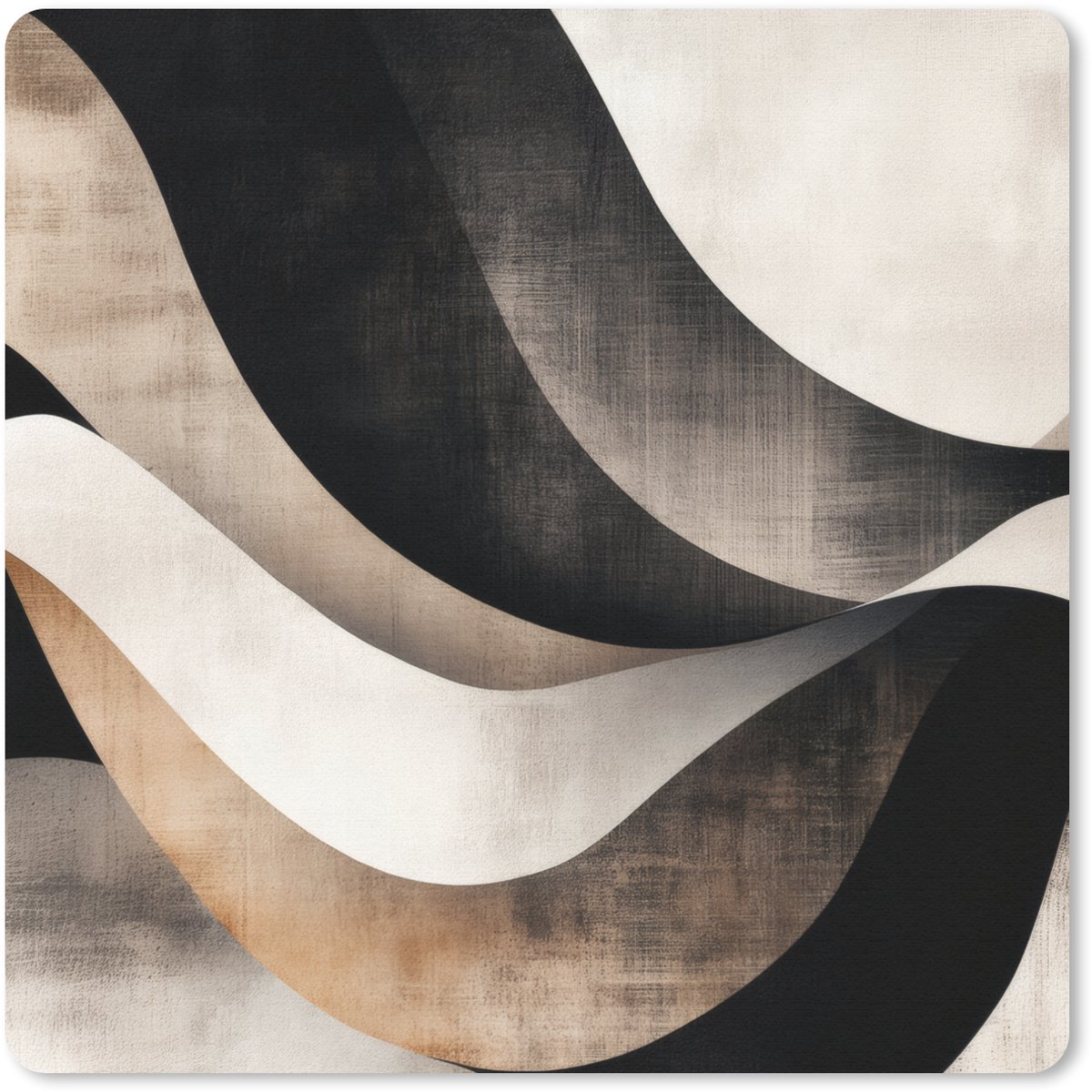 Muismat 30x30 cm - Mousepad Abstract - Golven - Zwart - Verweerd - Muismatten