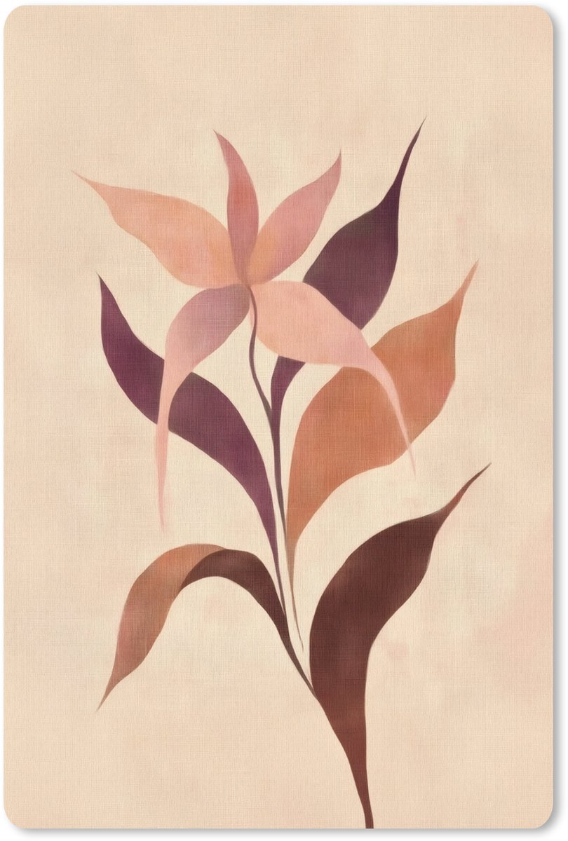 Muismat 18x27 cm - Mousepad Minimalistisch - Bloem - Bladeren - Beige - Muismatten