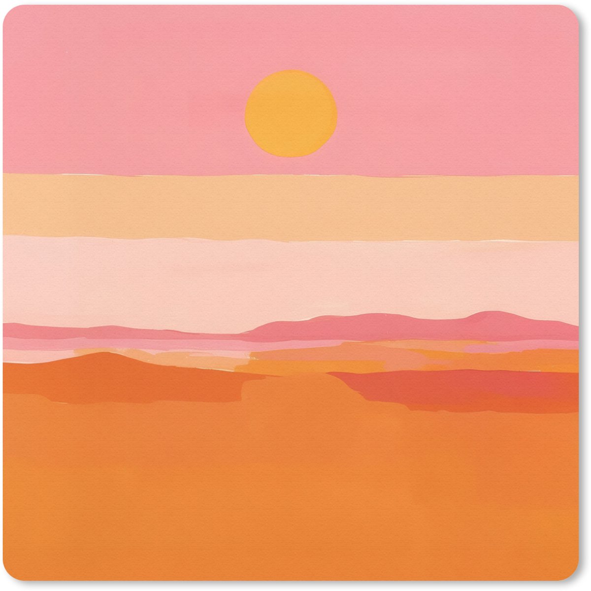 Muismat 30x30 cm - Mousepad Zon - Abstract - Landschap - Oranje - Muismatten