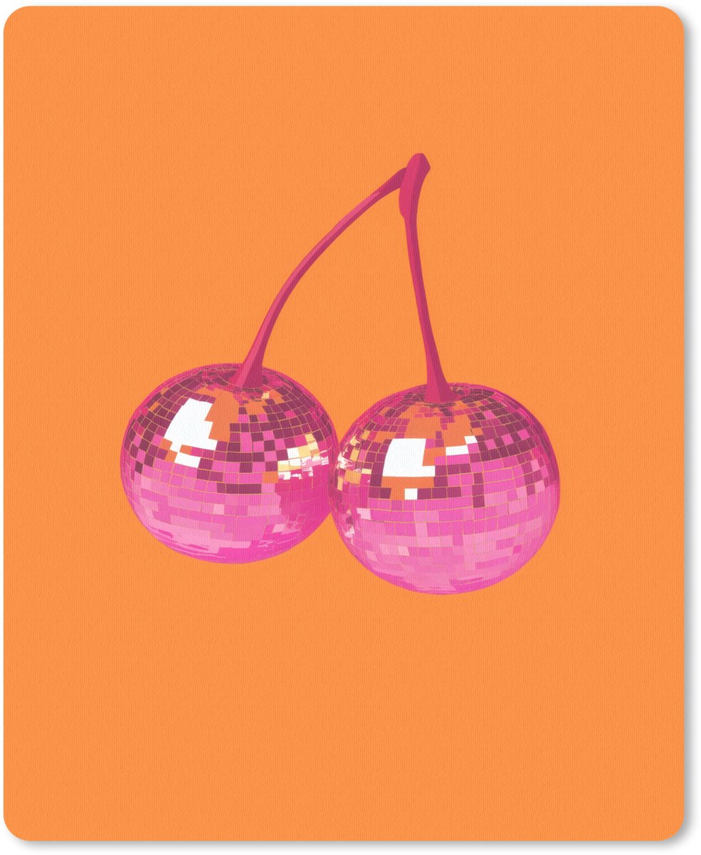 Muismat 19x23 cm - Mousepad Discoballen - Kers - Spiegels - Roze - Muismatten