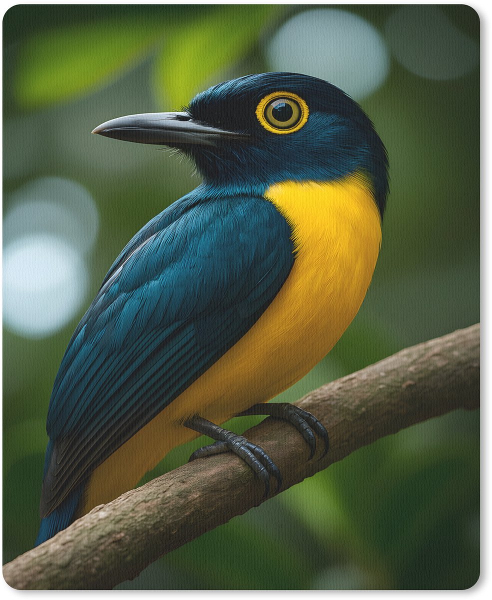 Muismat 19x23 cm - Mousepad Vogel - Tak - Geel - Bladeren - Muismatten
