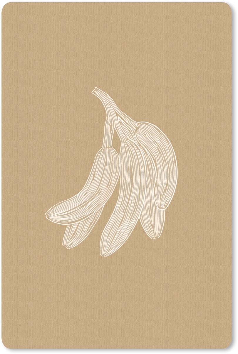 Muismat 18x27 cm - Mousepad Bananen - Beige - Lijntekening - Minimalistisch - Muismatten