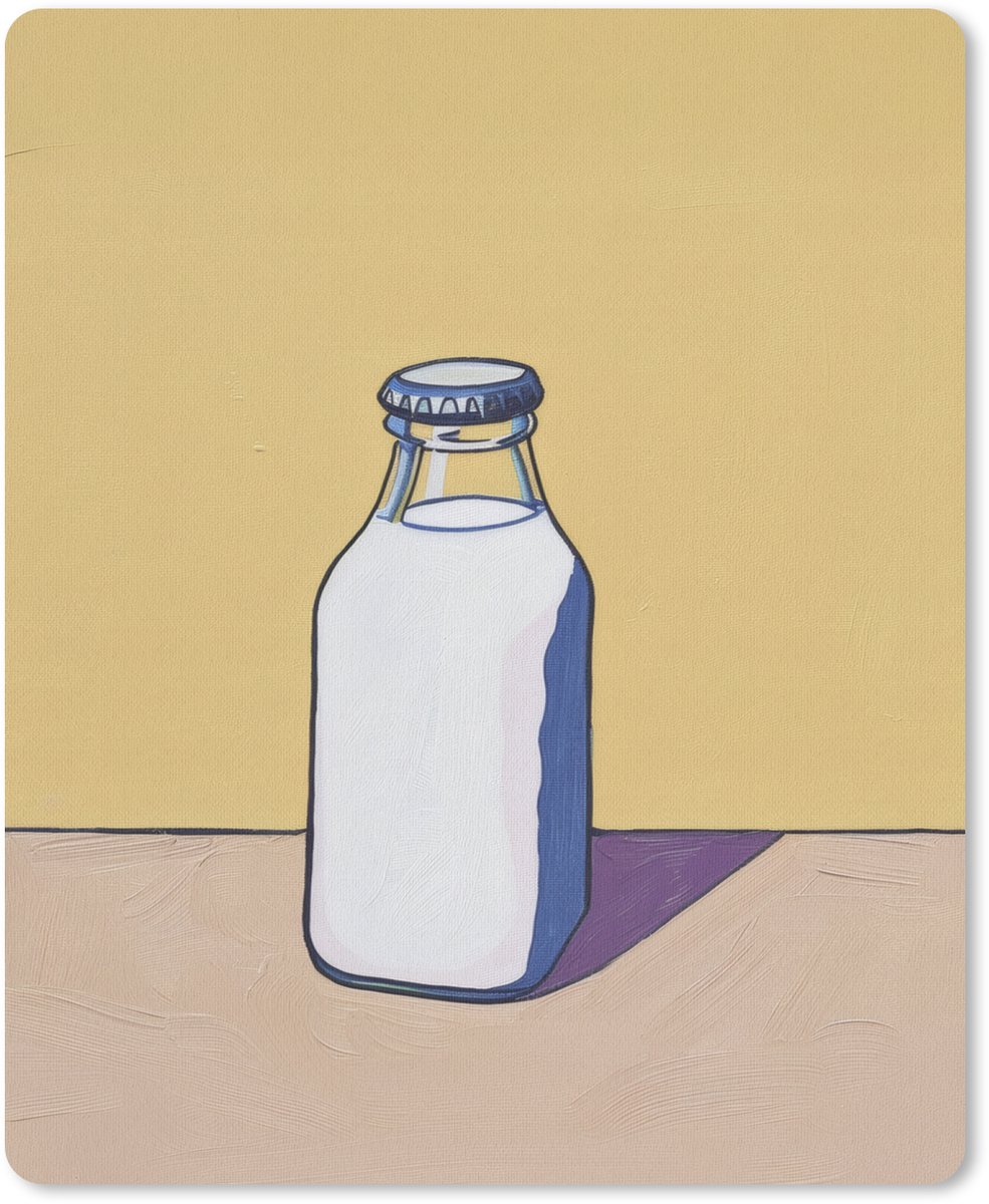 Muismat 19x23 cm - Mousepad Glazen - Fles - Illustratie - Melk - Muismatten