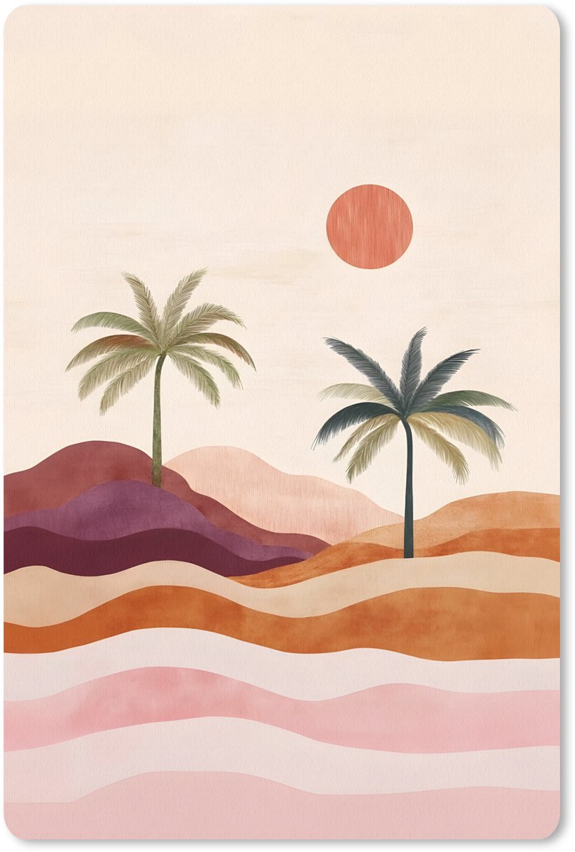 Muismat 18x27 cm - Mousepad Palmbomen - Abstract - Zon - Heuvels - Muismatten