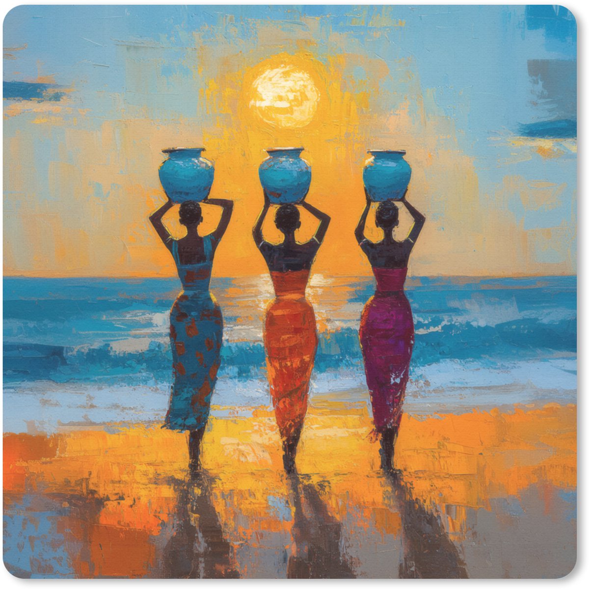Muismat 30x30 cm - Mousepad Vrouwen - Strand - Zondsondergang - Muismatten