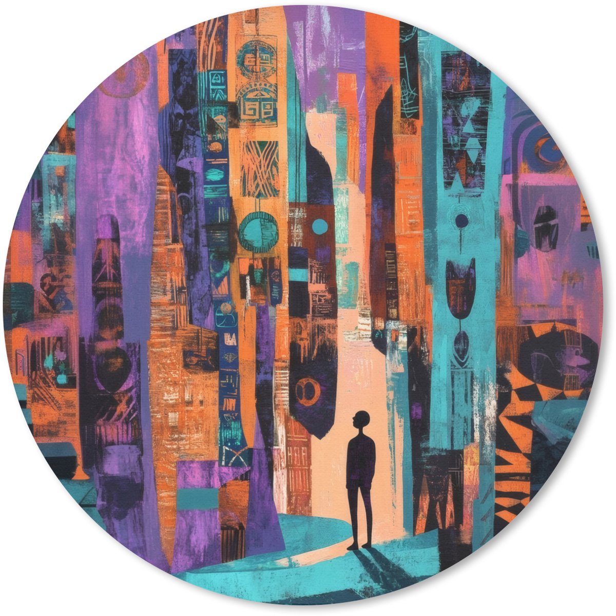 Muismat rond 20x20 cm - Mousepad Abstract - Figuren - Kleurrijk - Ronde muismatten