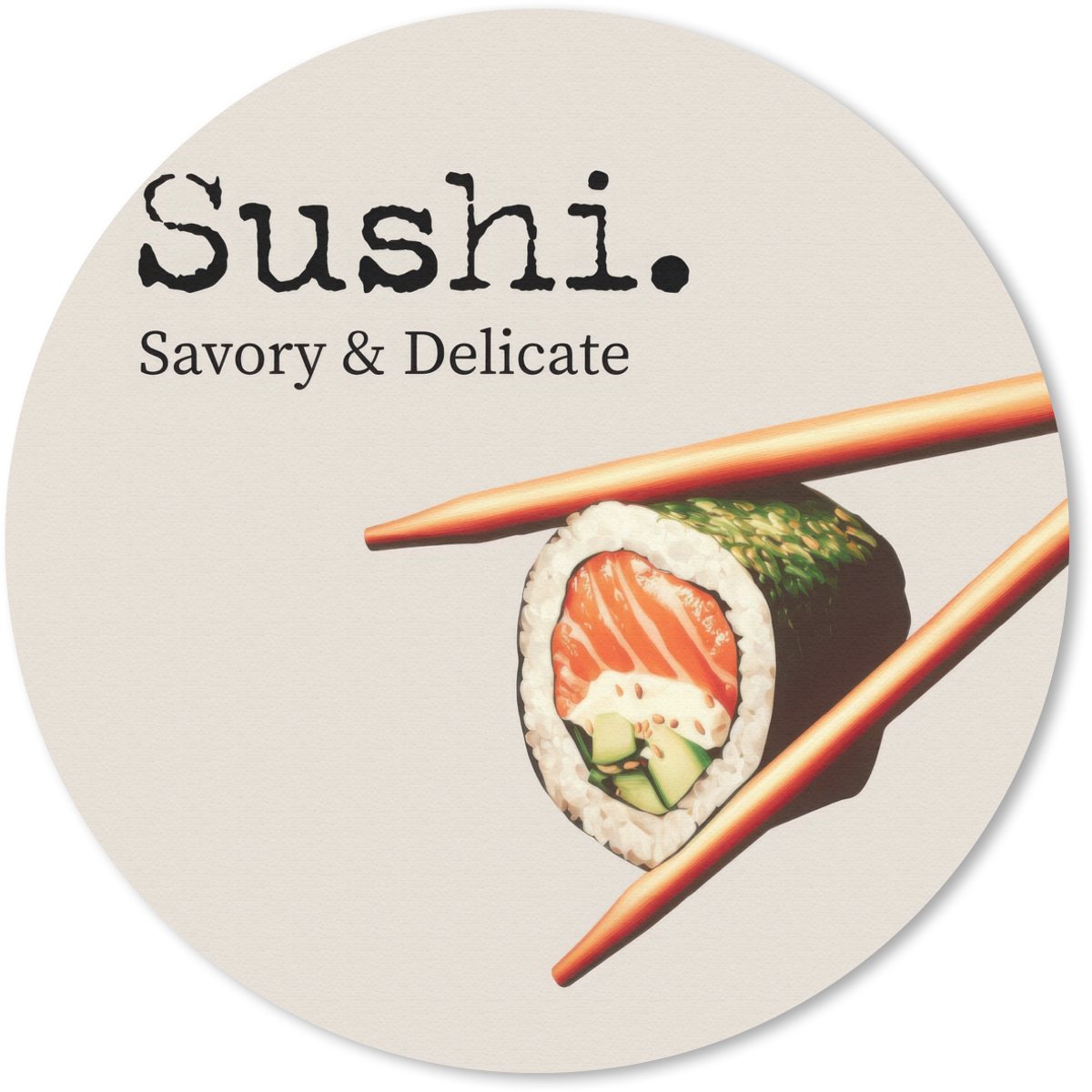 Muismat rond 20x20 cm - Mousepad Sushi - Zalm - Rijst - Japans - Ronde muismatten