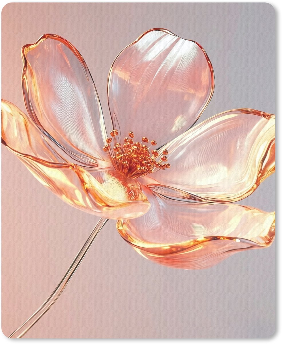 Muismat 19x23 cm - Mousepad Glazen - Bloem - Roze - Muismatten