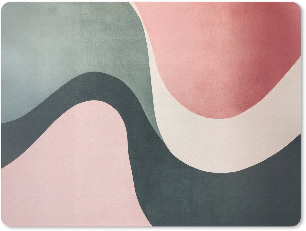Muismat 23x19 cm - Mousepad Abstract - Golven - Sierlijk - Roze - Muismatten