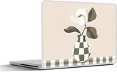 Laptop sticker - 10.1 inch - Vaas - Geruit - Groen - Bloem - 25x18cm - Laptopstickers - Laptop skin - Cover