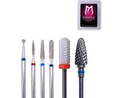 FOOCCA® Nagelfrees Bitjes - Mix 6 Stuks - Tungsten Wolfraam Carbide Nagel Bitjes - Keramiek - Keramische - Ceramic - Diamond - Diamant - Diamanten - Elektrische Nagelvijl Opzetstukjes - Diamanten Bits - Manicure en Pedicure Nagel Bitjes - Nagel Frees