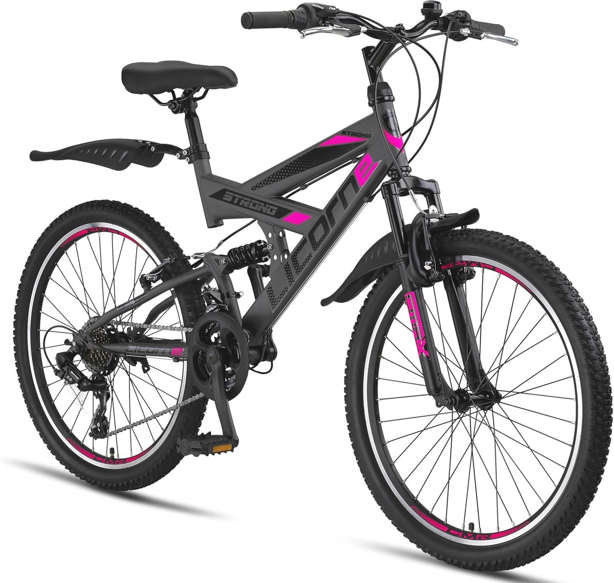 Premium Mountainbike 24 en 26 inch met Volledige Vering voor Jongens, Meisjes en Volwassenen - 21 Versnellingen