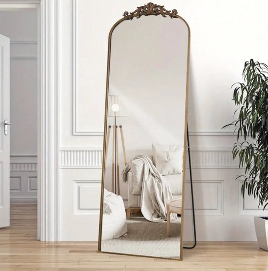 Elegante gouden staande spiegel - Metalen frame - Voor slaapkamer &  badkamer | bol