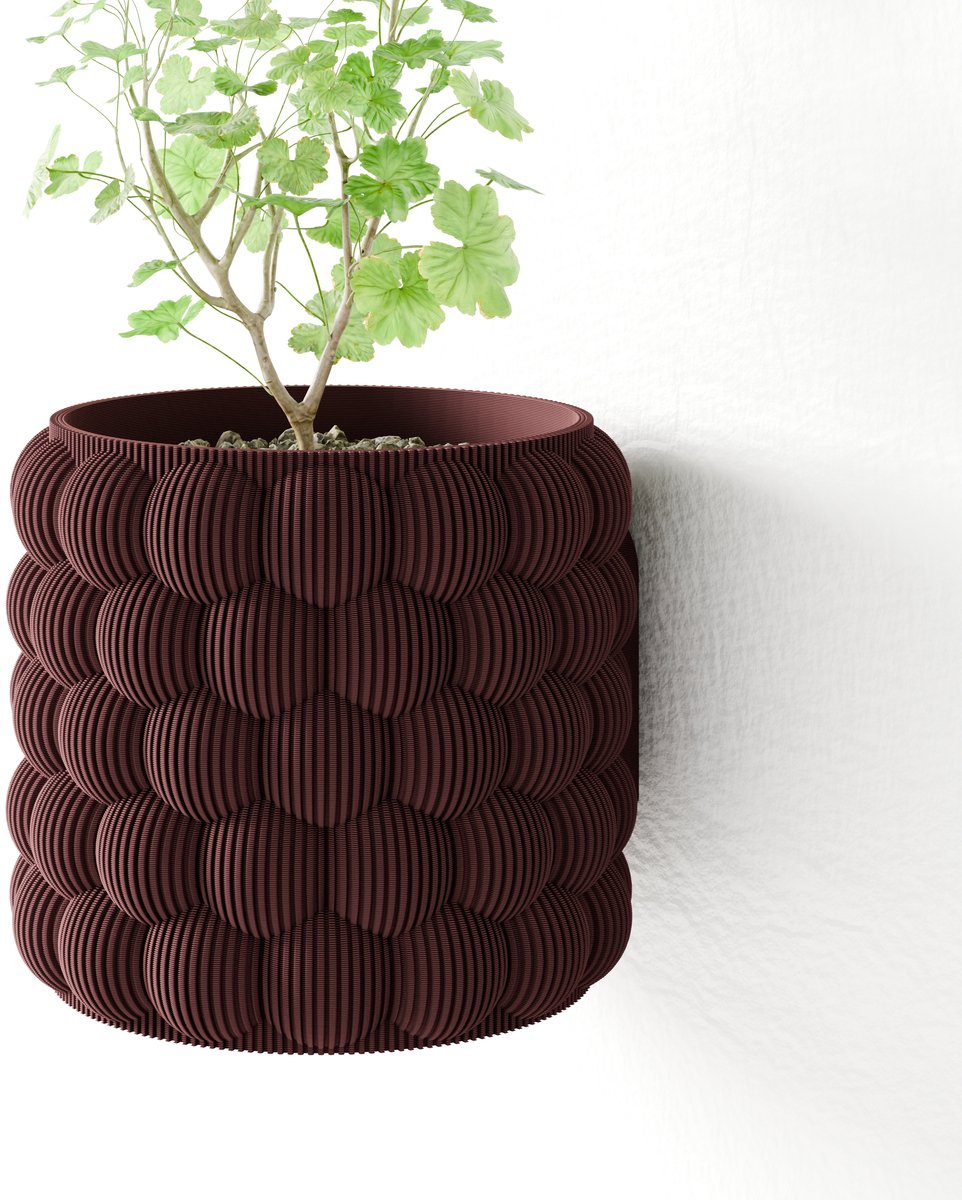 Fleuriek - Hangende bloempot voor plantenmuur - Decoratieve plantenhangers voor verticale tuin binnen, plantenpot - D15 cm - Rood