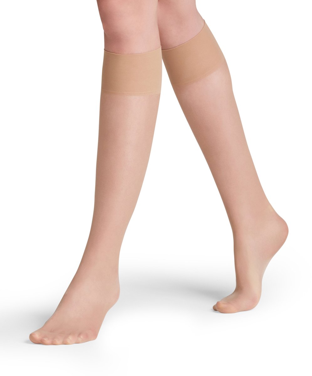 Falke Seidenglatt eenkleurig materiaal Sheer 15 DEN kniekousen dames transparant-38 beige 4409