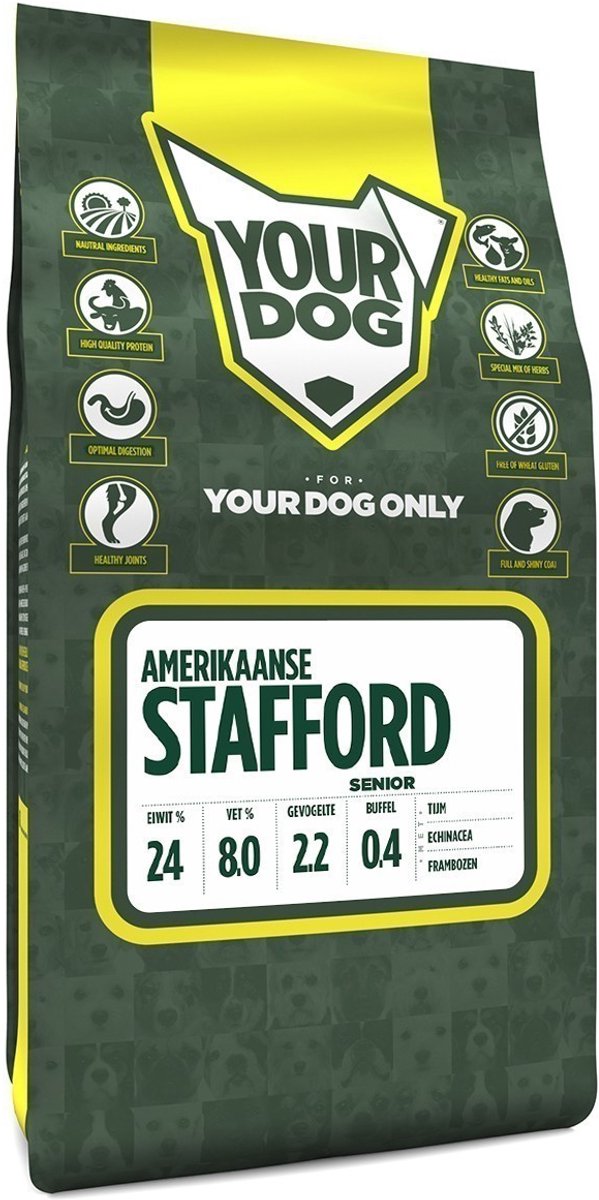 Yourdog Hondenvoer Yourdog - Amerikaanse Stafford Senior 3kg - Buffel, Kip, Groenten en Fruit