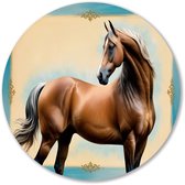 Klassieke illustratie van een paard - Paard wanddecoratie rond - Ronde wanddecoratie dieren - Hyperrealisme - Wandkunst rond - Woondecoratie industrieel - muurcirkel aluminium 50x50 cm
