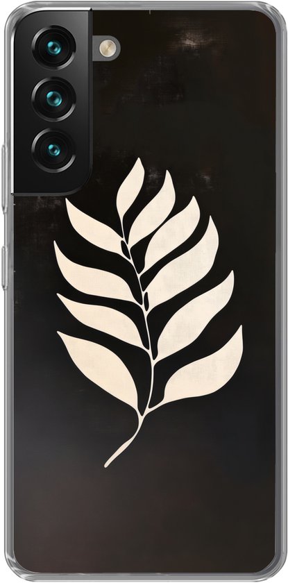 Telefoonhoesje Geschikt voor Samsung Galaxy S22 hoesje - Blad - Wit - Minimalistisch - Siliconen Telefoonhoesje Telefoonhoesje