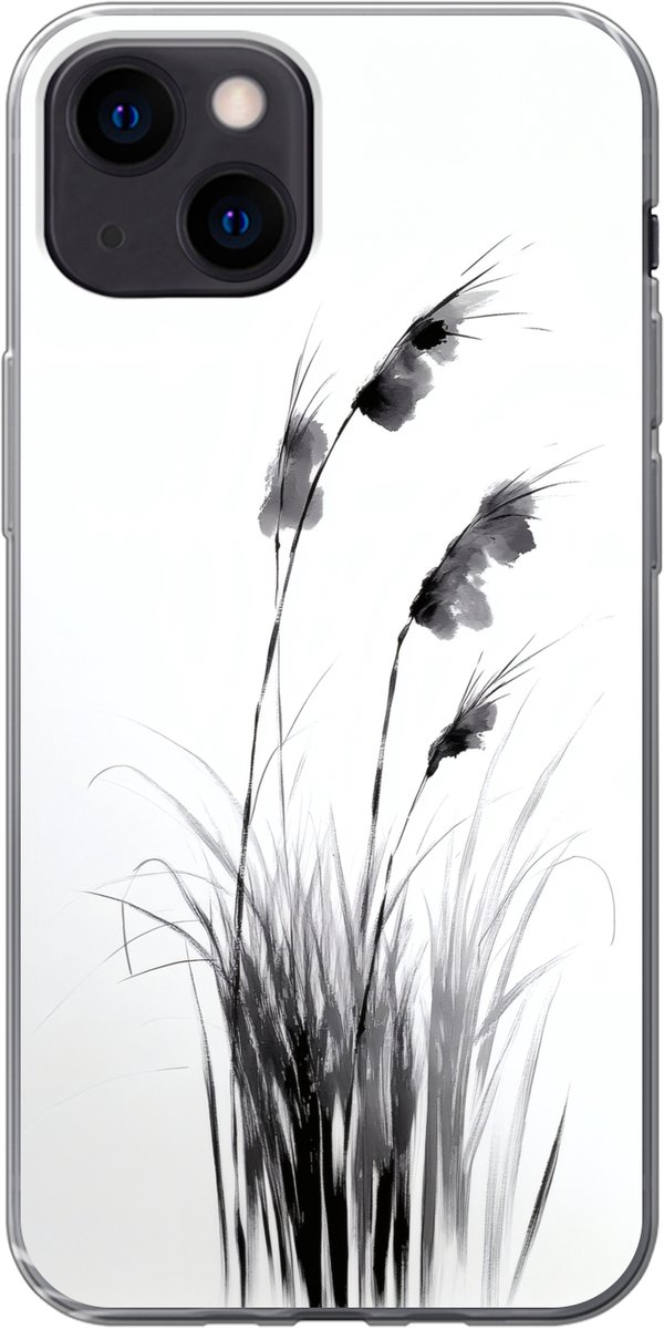 Telefoonhoesje Geschikt voor iPhone 13 mini hoesje - Minimalistisch - Stelen - Wit - Siliconen Telefoonhoesje Telefoonhoesje