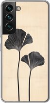 Telefoonhoesje Geschikt voor Samsung Galaxy S22 hoesje - Bladeren - Minimalistisch - Zwart - Siliconen Telefoonhoesje Telefoonhoesje