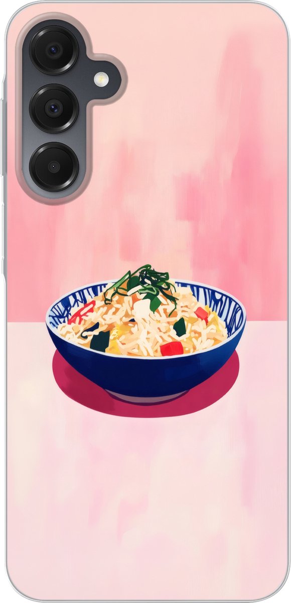Telefoonhoesje Geschikt voor Samsung Galaxy A16 5G hoesje - Rijst - Illustratie - Kom - Groente - Siliconen Telefoonhoesje Telefoonhoesje