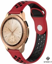 Siliconen Smartwatch bandje - Geschikt voor Strap-it Samsung Galaxy Watch 42mm sport bandje - rood-zwart - Strap-it Horlogeband / Polsband / Armband