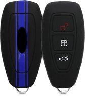 kwmobile autosleutel hoesje voor Ford 3-knops autosleutel Keyless Go - Autosleutel behuizing in blauw / zwart - Rallystrepen design