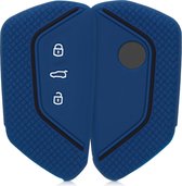 kwmobile autosleutel hoesje voor VW Golf 8 3-knops autosleutel - Autosleutel behuizing in donkerblauw / zwart
