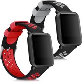 kwmobile 2x armband voor Huami Amazfit Bip S / Bip S Lite - Bandjes voor fitnesstracker in zwart / rood / zwart / grijs