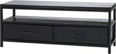 Tv-meubel Abel - 2 laden - massief hout - zwart - 129 x 40 x 52 cm | MP Glas & Design