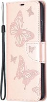 Samsung Galaxy S21 Ultra Hoesje - Mobigear - Butterfly Serie - Kunstlederen Bookcase - Roségoud - Hoesje Geschikt Voor Samsung Galaxy S21 Ultra