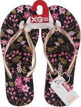 Xq Footwear Teenslippers Dames Polyester Antraciet/roze Mt 37