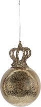 Clayre & Eef Kerstballen set (set v  4) 8*12 cm (set 4) Wit Glas Rond Kerstboomversiering Kerstversiering Kerstdecoratie