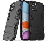 Voor iPhone 12 Max / 12 Pro PC + TPU schokbestendige beschermhoes met onzichtbare houder (zwart)