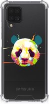 Silicone Hoesje Geschikt voor Samsung Galaxy A12 Telefoon Hoesje met doorzichtige rand Panda Color