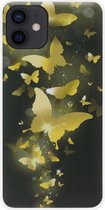 ADEL Siliconen Back Cover Softcase Hoesje Geschikt voor iPhone 12 Mini - Vlinder Goud
