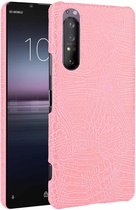 Voor Sony Xperia 1 II schokbestendige krokodiltextuur pc + PU-hoes (roze)