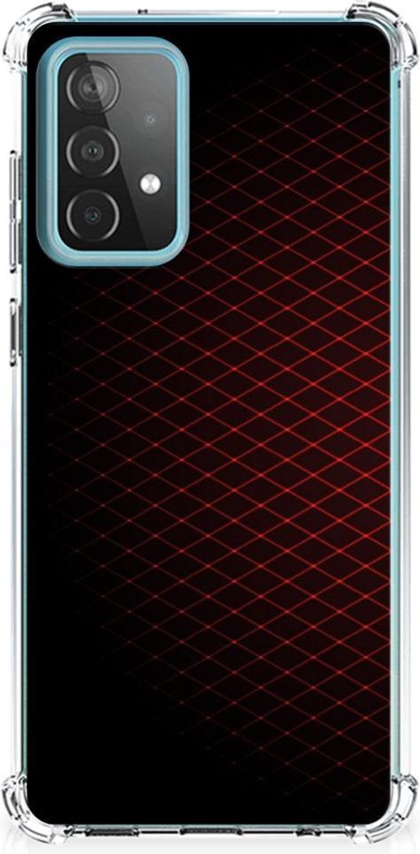 Back Cover voor Samsung Galaxy A52 4G/5G Doorzichtige Silicone Hoesje Geruit Rood