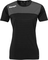 Kempa Emotion 2.0 Shirt Korte Mouw Dames Zwart-Antraciet Maat 2XL