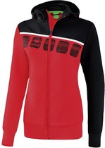 Erima 5-C Trainingsjack Met Capuchon Dames - Rood / Zwart / Wit | Maat: 38