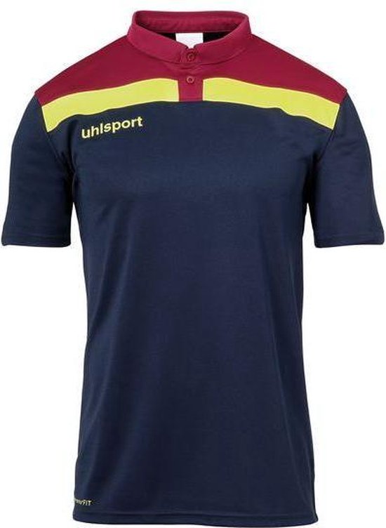Uhlsport Offense 23 Polo Shirt Marine-Bordeaux-Fluor Geel Maat 3XL