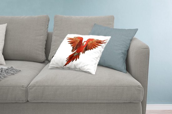 Sierkussen Animaux sur fond blanc pour l'intérieur - Ara pour fond blanc - 60x40 cm - Coussin intérieur rectangulaire en coton