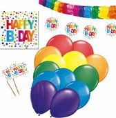Happy Birthday verjaardag versieringen pakket voor elke leeftijd - Ballonnen/slingers/servetten/prikkertjes - Kamer versieren!