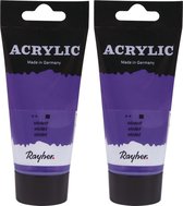 2x tubes violet paarse acrylverf/hobbyverf op waterbasis 75 ml - Schilderen/knutselen - Voor kinderen en volwassenen
