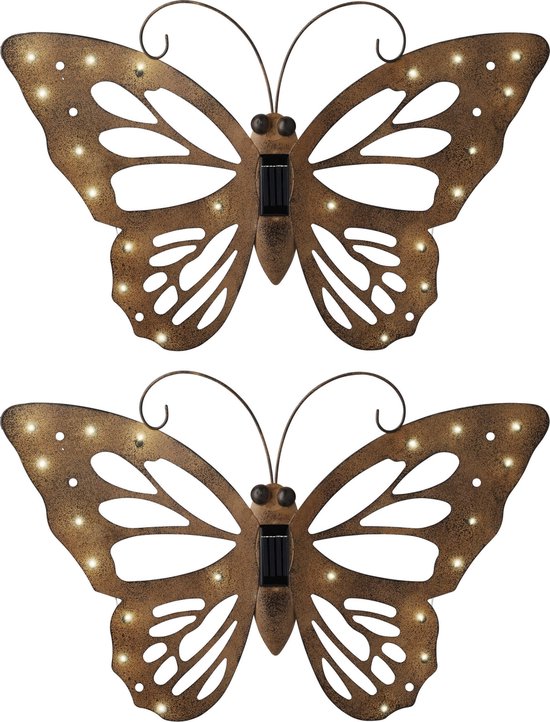 toewijzen Impressionisme Langwerpig IJzeren decoratie vlinder met solar verlichting 53 x 35 cm - Solarlampen  -... | bol.com
