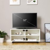 Tv-meubel, tv-meubel met 4 vakken en wielen, tv-bord Open lowboard voor tv, hout, wit LTC02WT