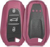 kwmobile autosleutelbehuizing voor Peugeot Citroen 3-knops Smartkey autosleutel (alleen Keyless Go) - Sleutelbehuizing autosleutel - Sleutelhoes in hoogglans roségoud