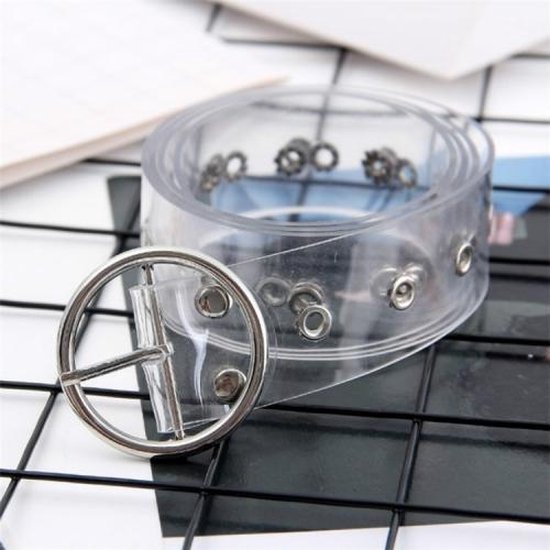 Plastic transparante brede riem voor vrouwen, lengte: 100 cm (zilver ...
