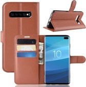 Litchi Texture Horizontale Flip Leren Case voor Galaxy S10, met Portemonnee & Houder & Kaartsleuven (Bruin)