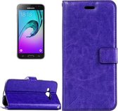 Voor Galaxy J3 (2016) / J310 Crazy Horse Texture Horizontale Flip Leren Case met Magnetische Gesp & Houder & Kaartsleuven & Portemonnee & Fotolijst (Paars)